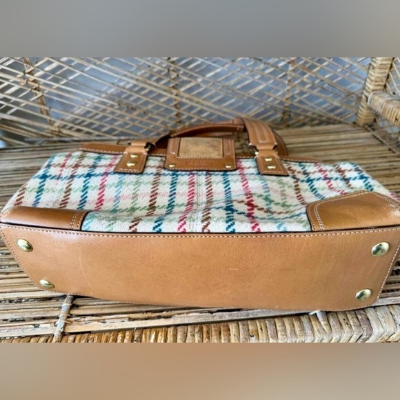 COACH Hamptons Tattersall Wool Tweed Plaid Handbag Purse - Picture 6 of 6